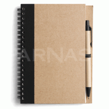 Pārstrādāta papīra bloks ar pildspalvu, A6