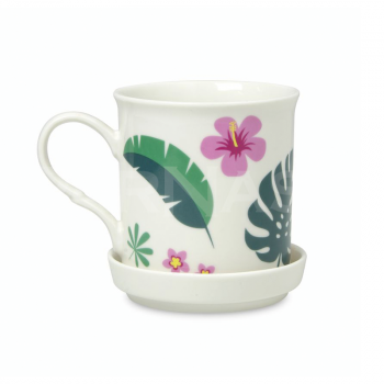 Porcelāna krūze ar apakštasi EVA SET