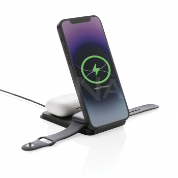 Salokāms lādētājs SWISS PEAK 15W 3-IN-1 MAGNETIC WIRELESS CHARGER